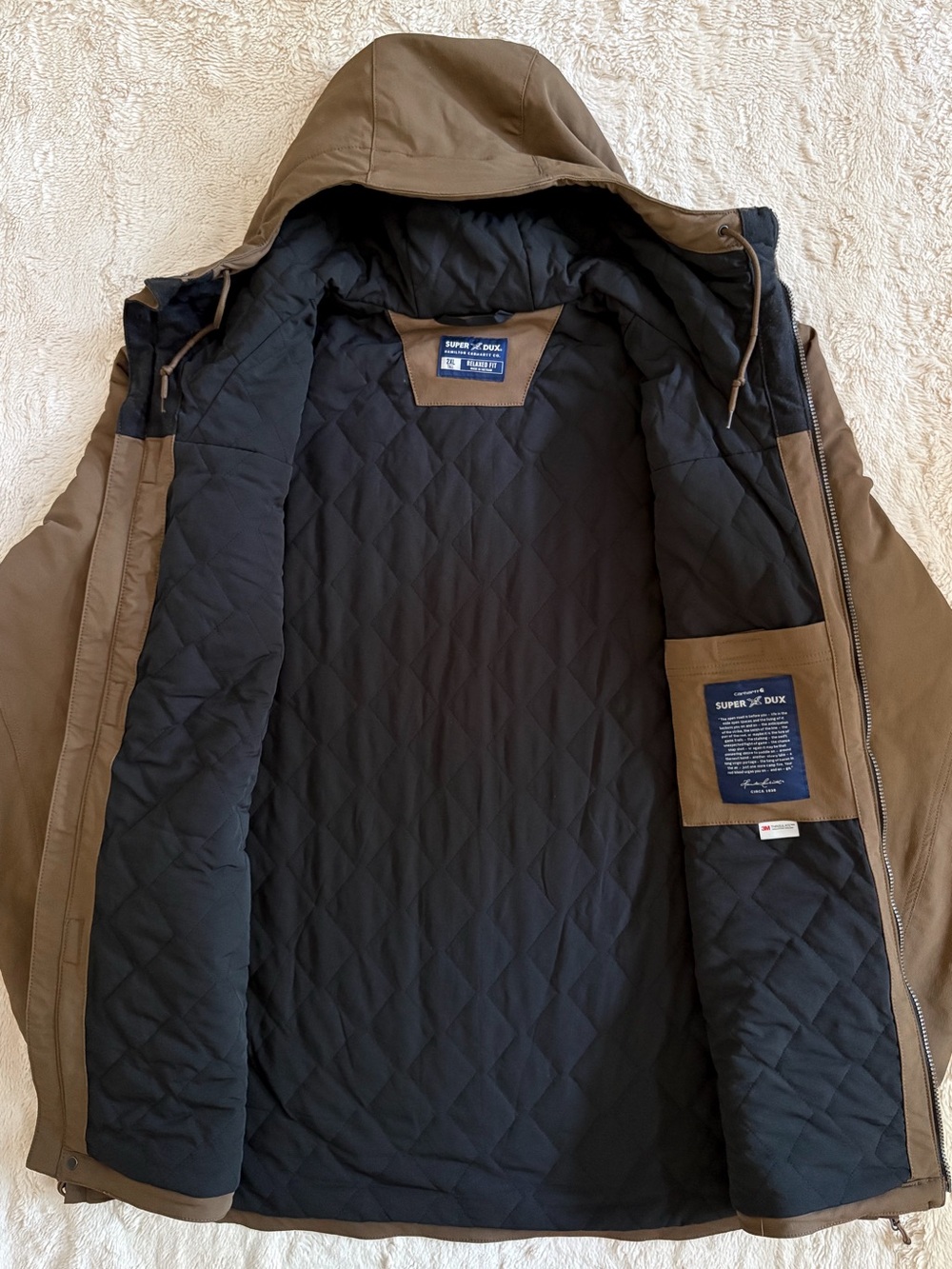 Carhartt Super Dux Jacket XXL Tall Brown Hooded Work Coat - Picture 4 of 6